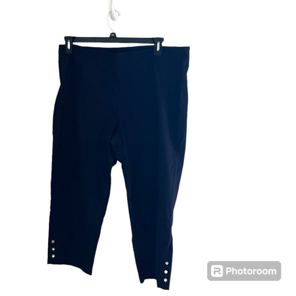 🔹COUNTERPARTS: Women’s 16, navy blue pull-on pants w/gem accent, preowned🔹